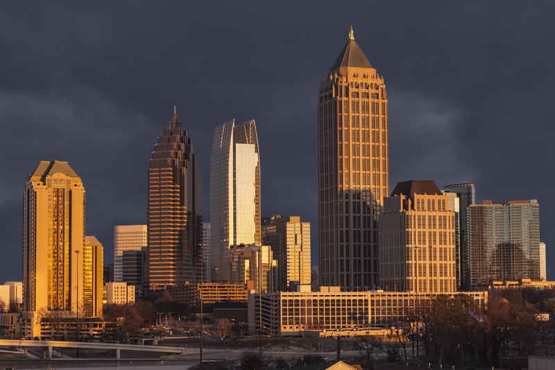 Stormy sky over Atlanta skyline