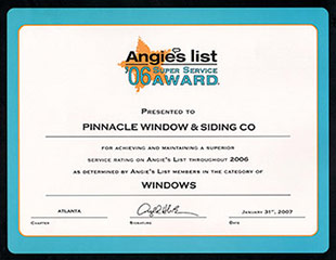 Angie's List windows award 2006